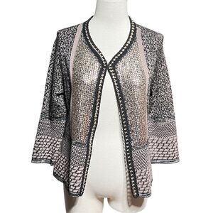 Chico's Sparkly Sequin  3/4 Sleeve Cardigan Sweater Size 0 Small